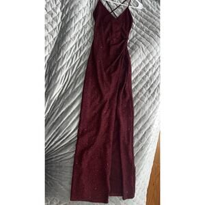 Lovely Day Burgundy sparkly glitter prom dress long evening dress sz S